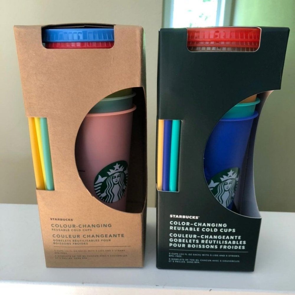 Starbucks Color Changing Reusable Cold Cups 24oz Venti 10 Pack 2 Sets NEW
